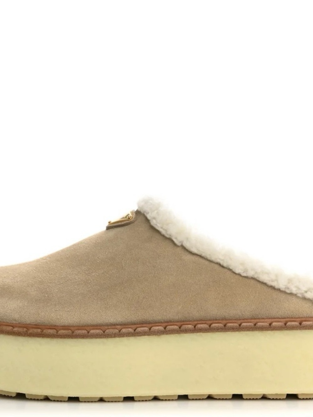Prada Shearling Platform Mules Beige Cream 36 - Picture 4 of 9